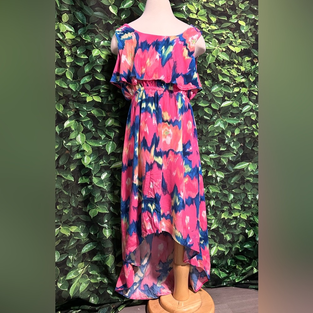 Childrens Place Hi Lo Dress Pink Abstract Multicolor Sleeveless Summer Girls 7/8
